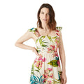 Pink - Side - Maine Womens-Ladies Floral Tiered Midi Dress