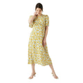 Yellow - Front - Maine Womens-Ladies Floral Flutter Midi Dress
