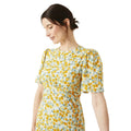 Yellow - Side - Maine Womens-Ladies Floral Flutter Midi Dress