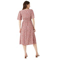 Red - Back - Maine Womens-Ladies Ditsy Print Front Tie Midi Dress