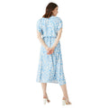 Blue - Back - Maine Womens-Ladies Animal Print Flutter Midi Dress