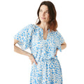 Blue - Side - Maine Womens-Ladies Animal Print Flutter Midi Dress