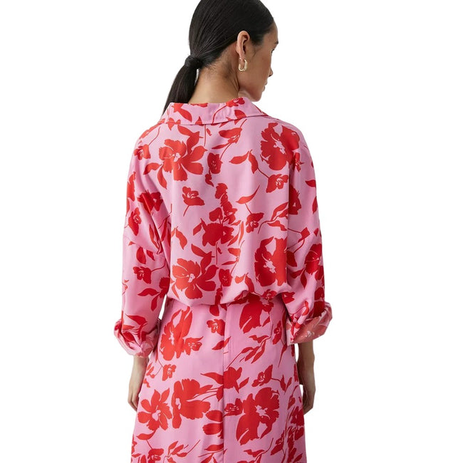 Pink - Back - Principles Womens-Ladies Floral Collared Shirt