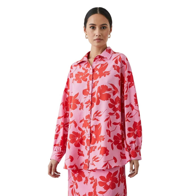 Pink - Front - Principles Womens-Ladies Floral Collared Shirt