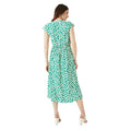 Green - Back - Maine Womens-Ladies Spotted Front Tie Midi Dress