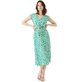 Green - Front - Maine Womens-Ladies Spotted Front Tie Midi Dress
