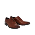 Dark Tan - Front - Debenhams Mens Noble Leather Embossed Vamp Oxford Shoes