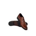 Dark Tan - Side - Debenhams Mens Noble Leather Embossed Vamp Oxford Shoes