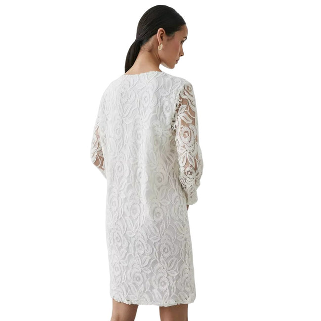 Ivory - Back - Principles Womens-Ladies Lace Puffed Dress