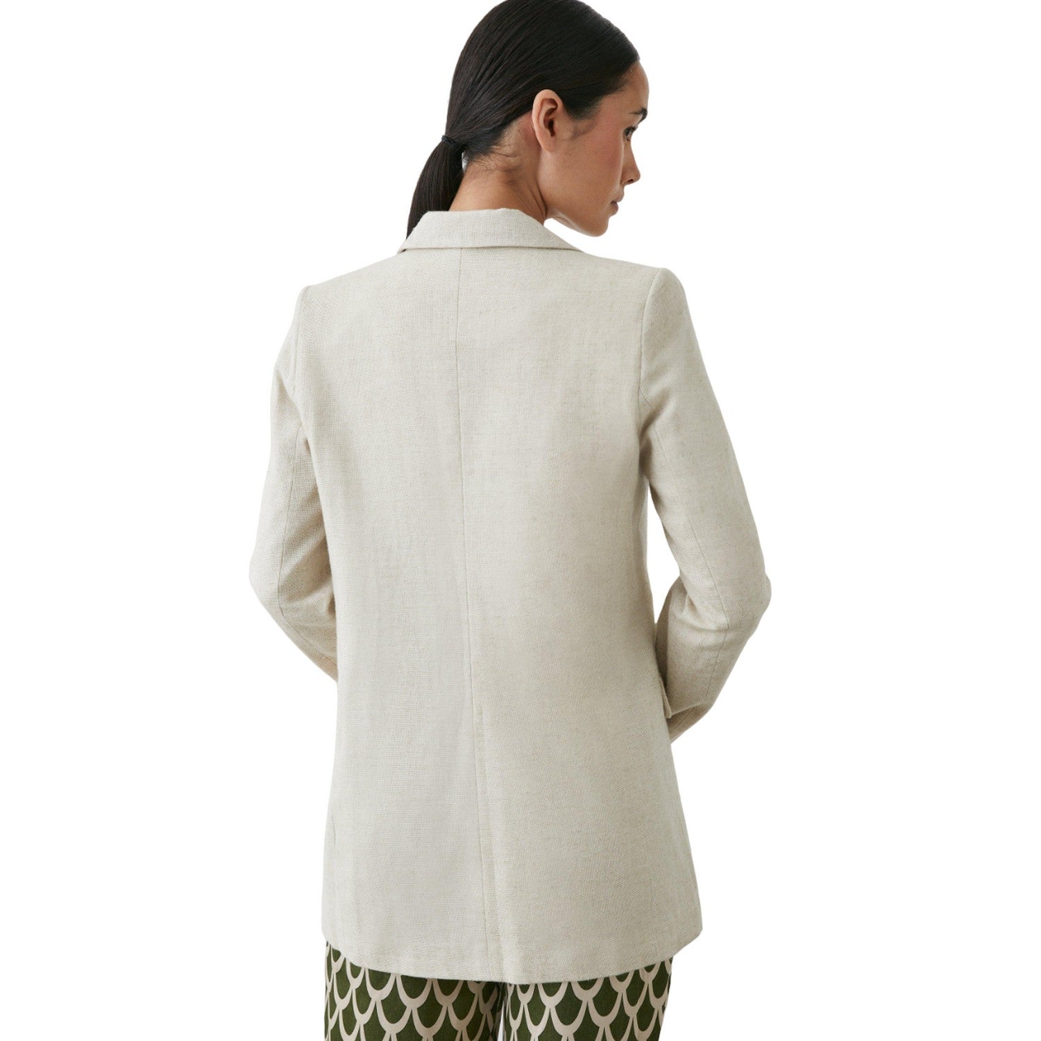 Oatmeal - Back - Principles Womens-Ladies Linen Effect Single-Breasted Blazer