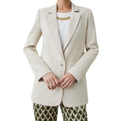 Oatmeal - Side - Principles Womens-Ladies Linen Effect Single-Breasted Blazer