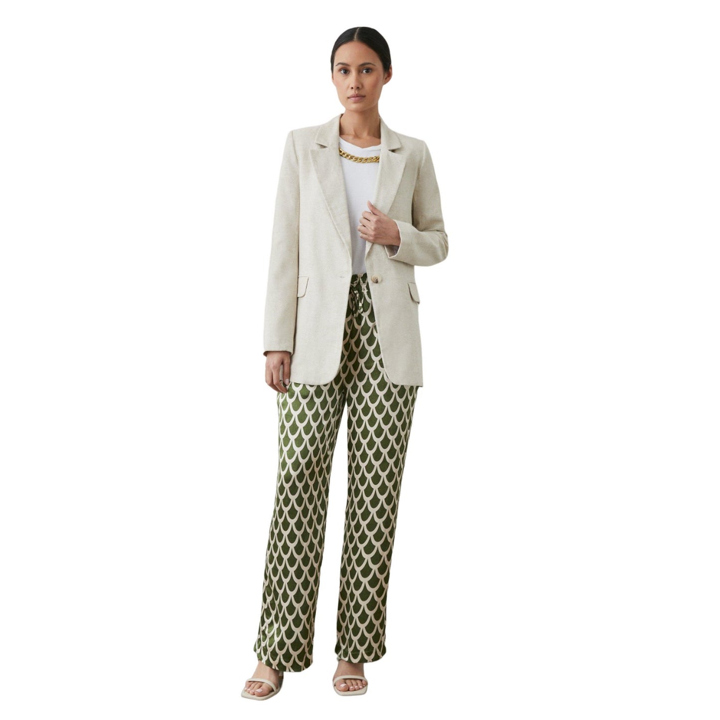 Oatmeal - Lifestyle - Principles Womens-Ladies Linen Effect Single-Breasted Blazer