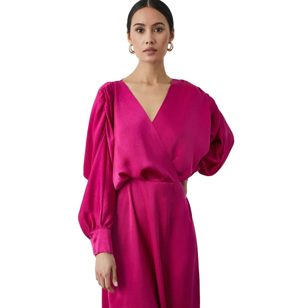 Pink - Side - Principles Womens-Ladies Wrap Batwing Sleeve Midi Dress