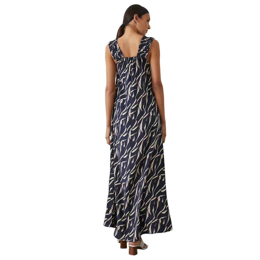 Navy - Back - Principles Womens-Ladies Feather Frill Maxi Dress