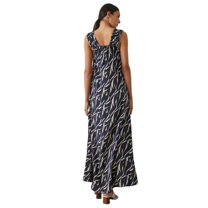 Navy - Back - Principles Womens-Ladies Feather Frill Maxi Dress