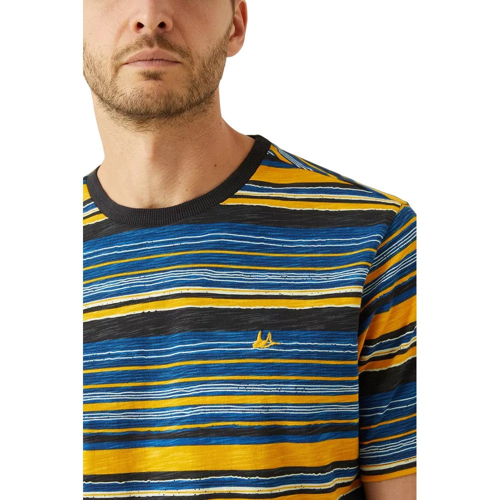 Amber - Side - Mantaray Mens Multi Stripe Crew Neck T-Shirt