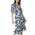 Navy - Front - Maine Womens-Ladies Floral Puff Sleeve Midi Dress