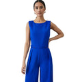 Cobalt Blue - Side - Principles Womens-Ladies Structured Crepe Button Detail Wide Leg Jumpsuit