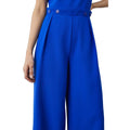 Cobalt Blue - Lifestyle - Principles Womens-Ladies Structured Crepe Button Detail Wide Leg Jumpsuit