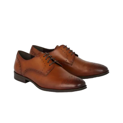 Tan - Front - Debenhams Mens Frys Leather Derby Shoes