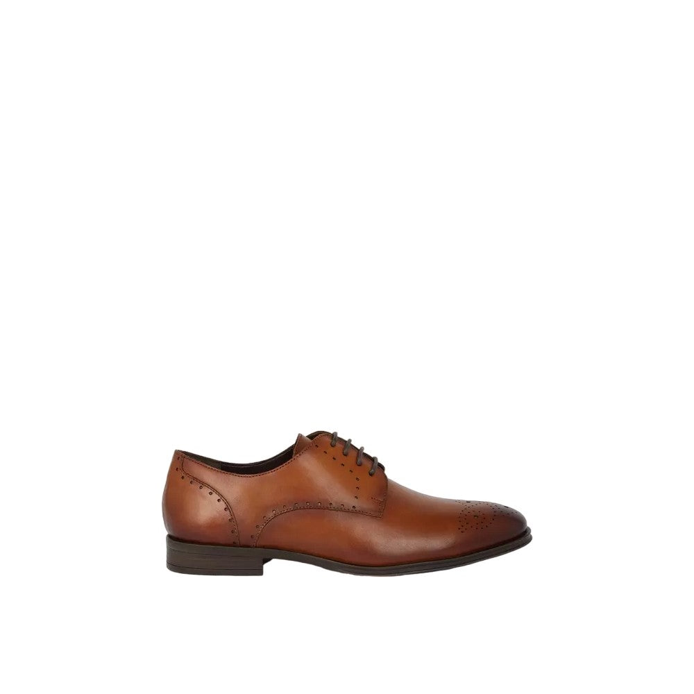 Tan - Back - Debenhams Mens Frys Leather Derby Shoes