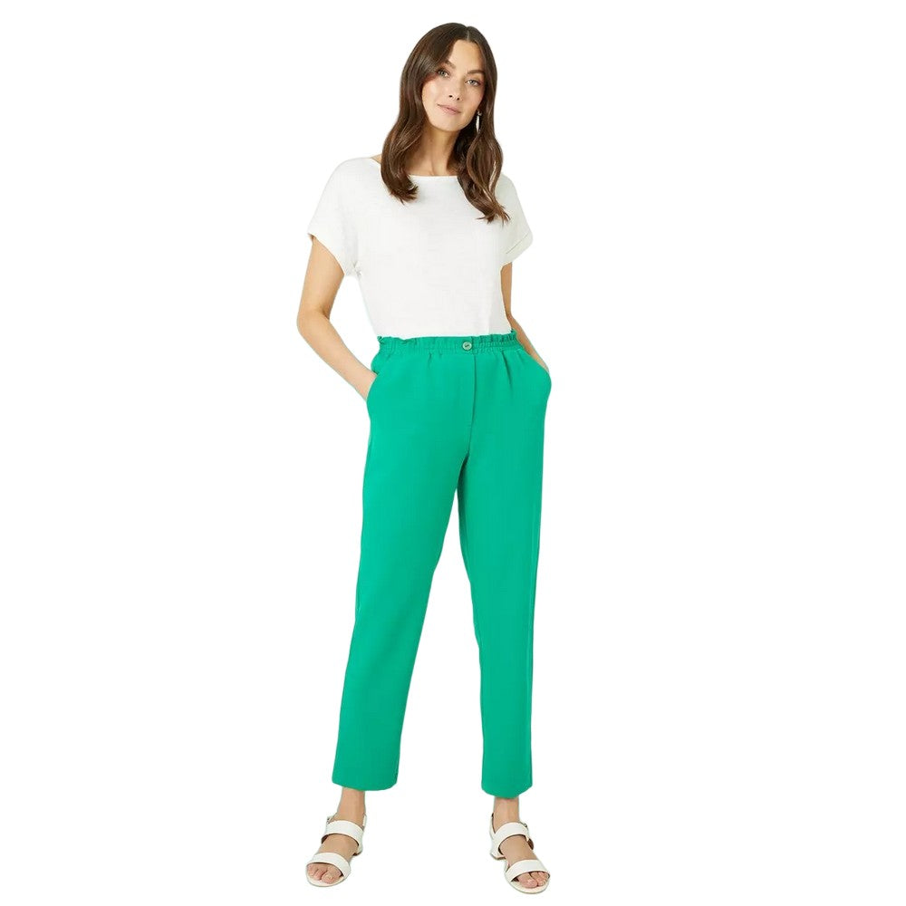 Green - Front - Maine Womens-Ladies Elasticated Waist Slim Leg Jogging Bottoms