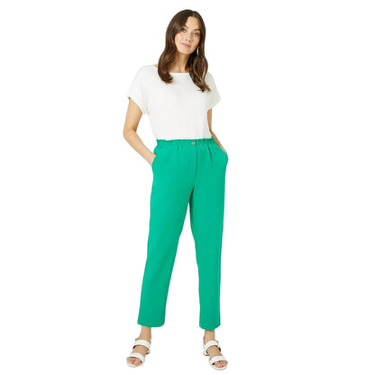 Green - Front - Maine Womens-Ladies Elasticated Waist Slim Leg Jogging Bottoms