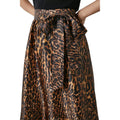 Brown - Side - Principles Womens-Ladies Leopard Print Midi Skirt