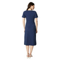 Navy - Back - Maine Womens-Ladies Twisted Knot Front Short-Sleeved Midi Dress