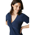Navy - Side - Maine Womens-Ladies Twisted Knot Front Short-Sleeved Midi Dress