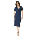 Navy - Front - Maine Womens-Ladies Twisted Knot Front Short-Sleeved Midi Dress