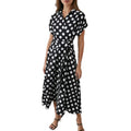 Black-White - Front - Principles Womens-Ladies Spotted Front Tie Midi Shirt Dress