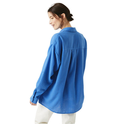 Blue - Back - Maine Womens-Ladies Rolled Sleeves Shirt