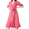 Pink - Side - Maine Womens-Ladies Wrap Midi Dress