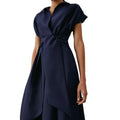 Navy - Side - Principles Womens-Ladies Belt Flared Midi Dress