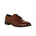 Dark Tan - Front - Debenhams Mens Aintree Perforated Leather Derby Shoes