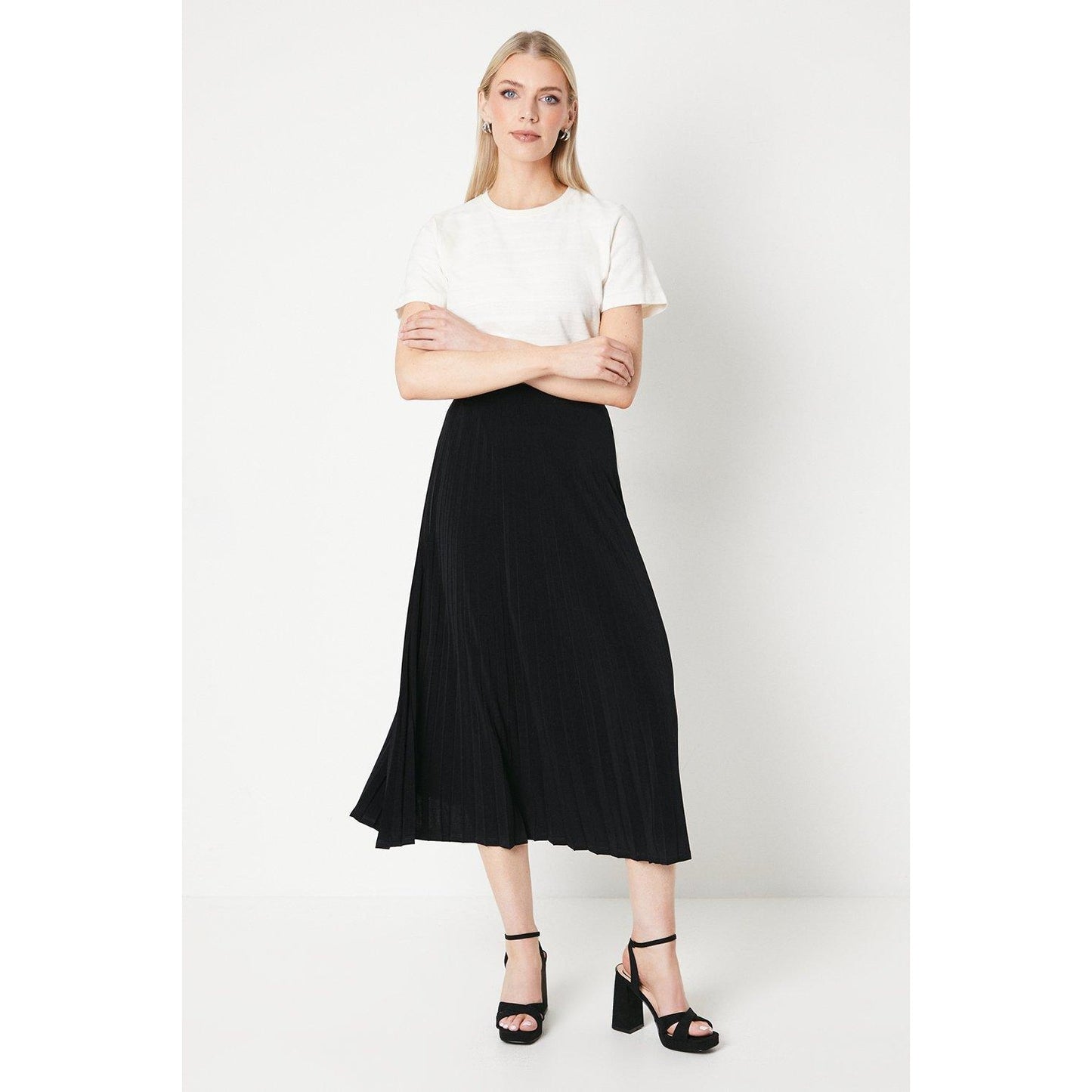 Black - Front - Principles Womens-Ladies Jersey Pleated Midi Skirt
