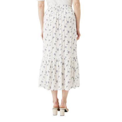 Ivory - Back - Maine Womens-Ladies Ditsy Print Tiered Midi Skirt
