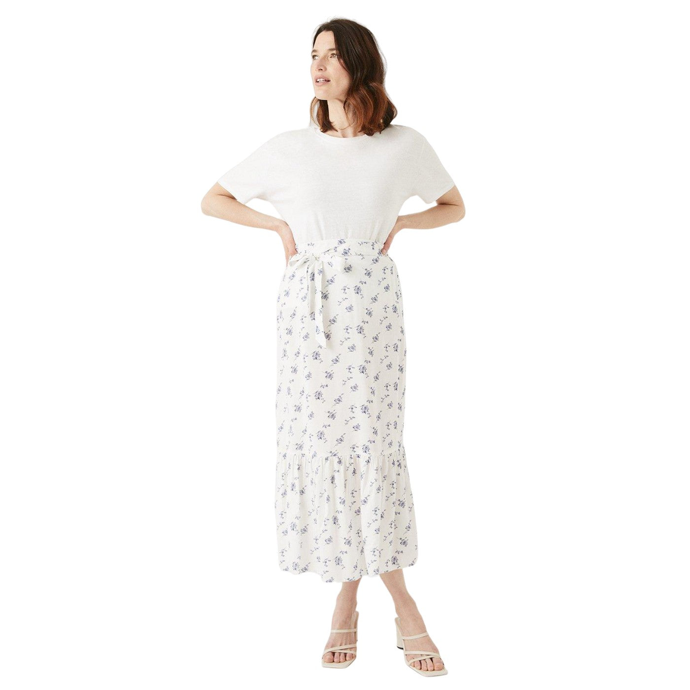 Ivory - Lifestyle - Maine Womens-Ladies Ditsy Print Tiered Midi Skirt