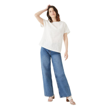White - Side - Maine Womens-Ladies Broderie T-Shirt
