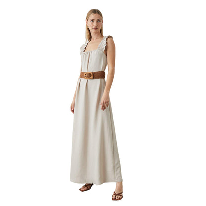 Stone - Front - Principles Womens-Ladies Strappy Frill Maxi Dress