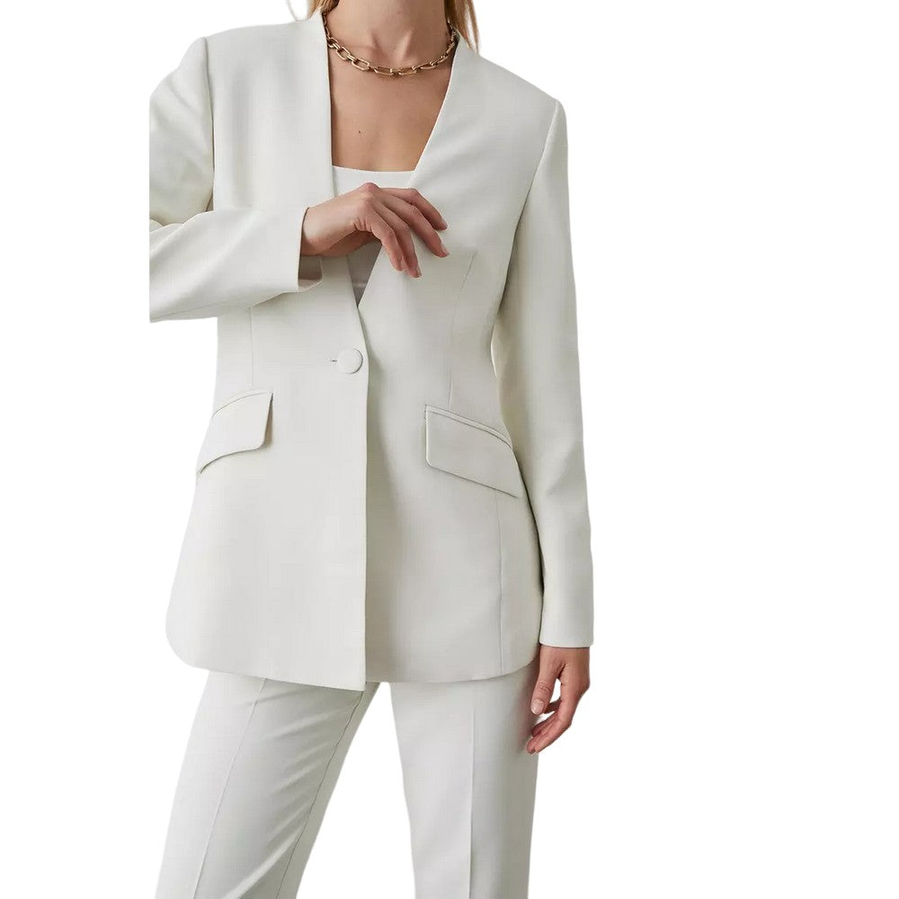 Ivory - Side - Principles Womens-Ladies Collarless Single-Breasted Blazer