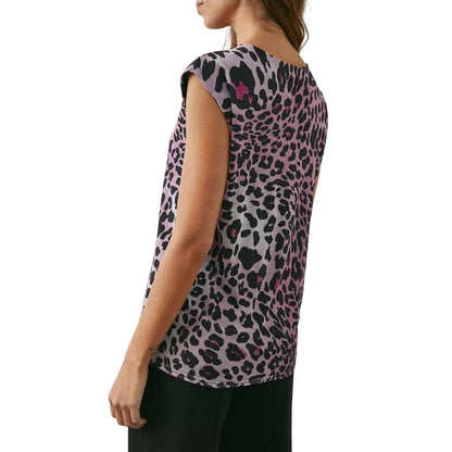 Blush - Back - Principles Womens-Ladies Leopard Print Mesh Top