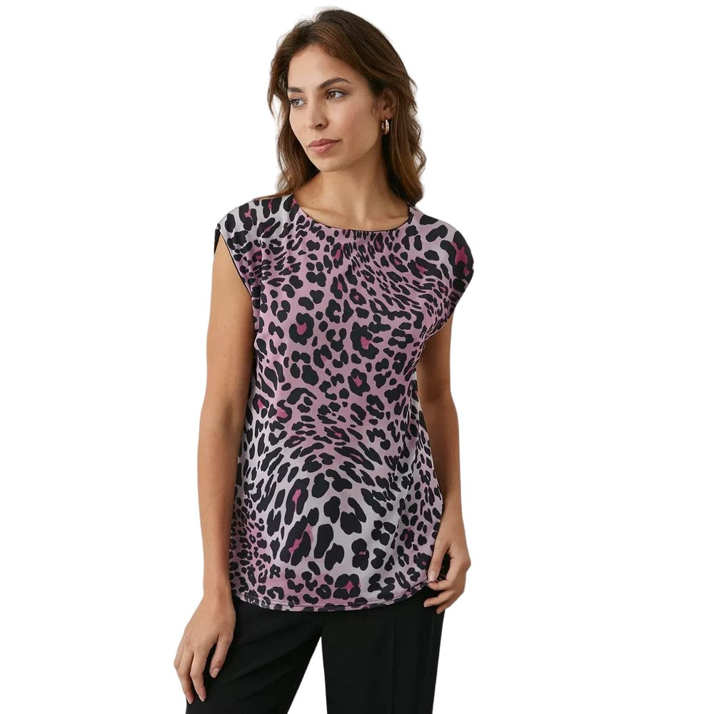 Blush - Lifestyle - Principles Womens-Ladies Leopard Print Mesh Top