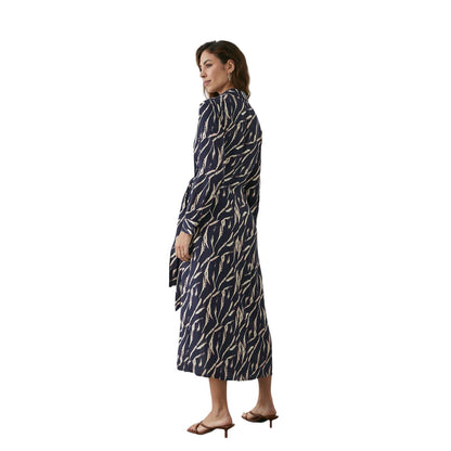 Navy - Back - Principles Womens-Ladies Feather Front Tie Midi Shirt Dress