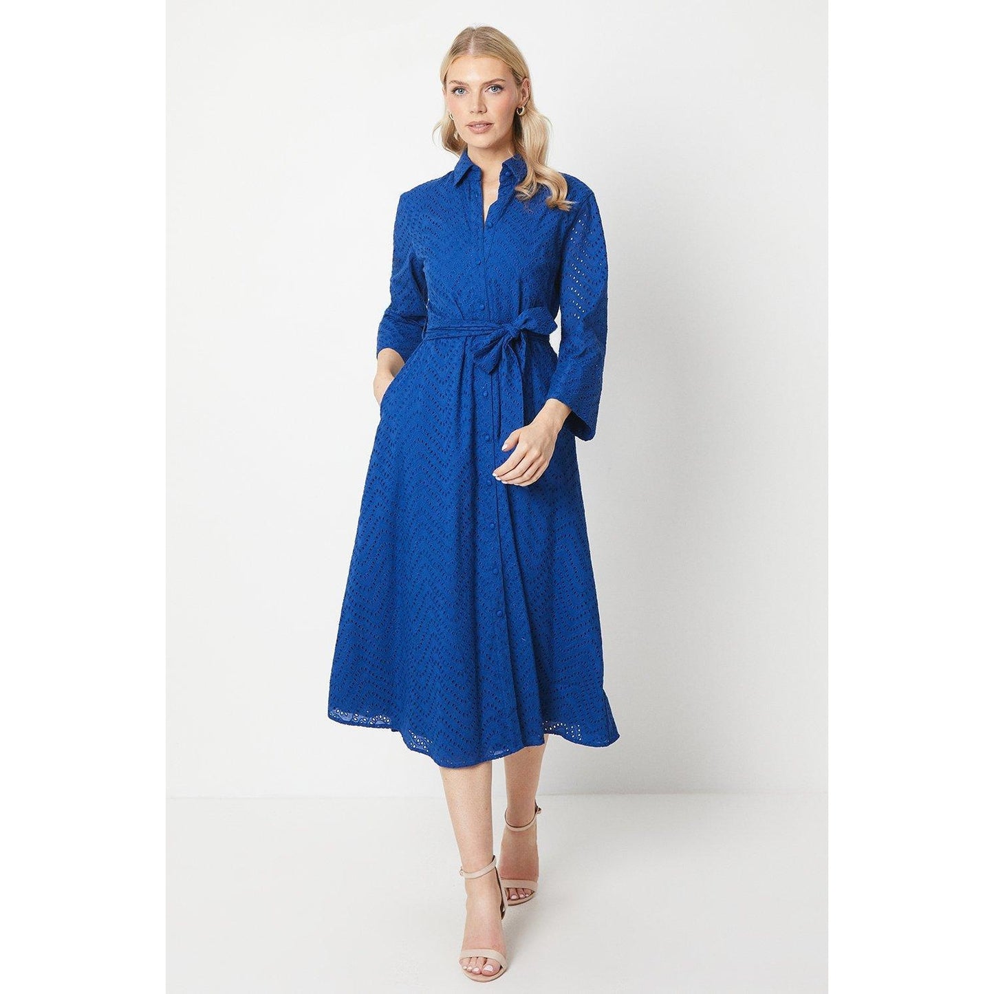 Cobalt - Front - Principles Womens-Ladies Broderie Patch Pocket Shirt Dress