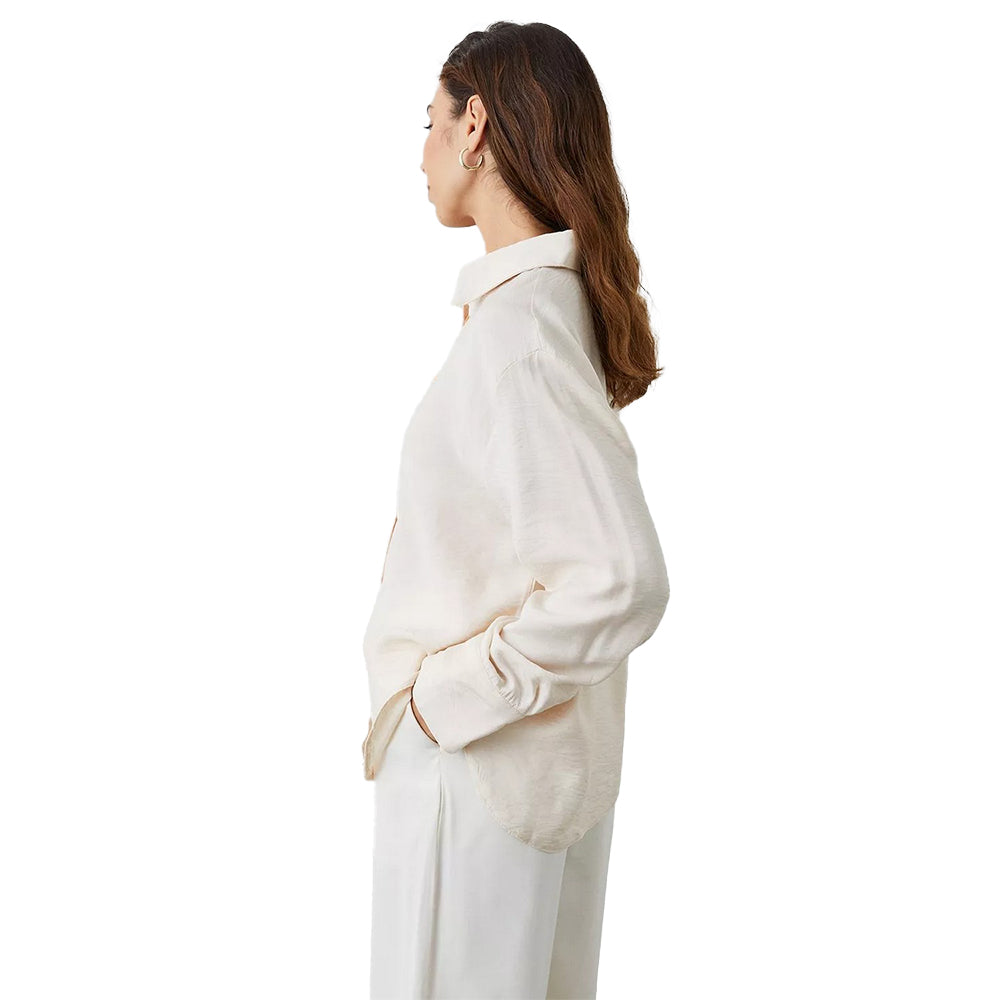 Beige - Back - Principles Womens-Ladies Hammered Satin Drop Shoulder Shirt