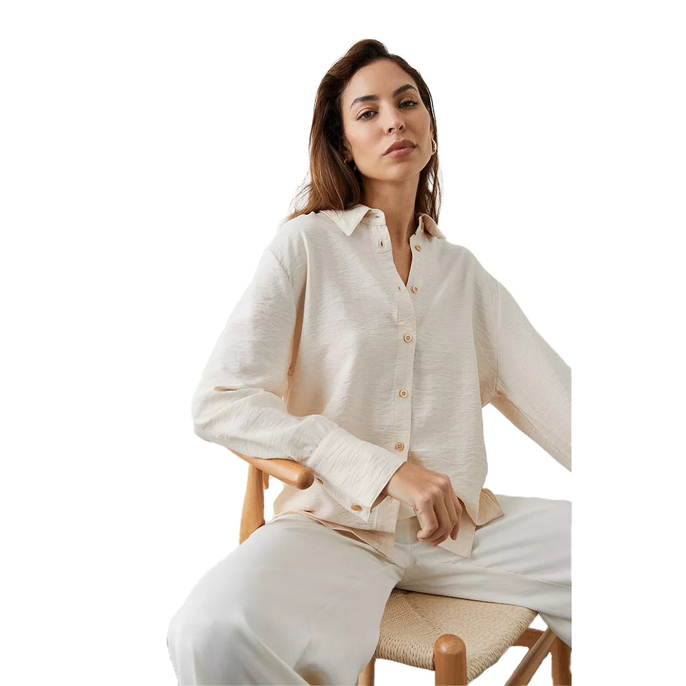Beige - Side - Principles Womens-Ladies Hammered Satin Drop Shoulder Shirt