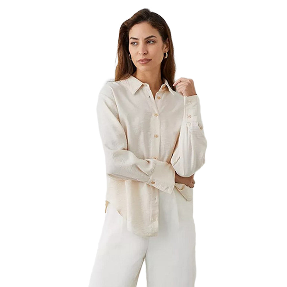 Beige - Front - Principles Womens-Ladies Hammered Satin Drop Shoulder Shirt