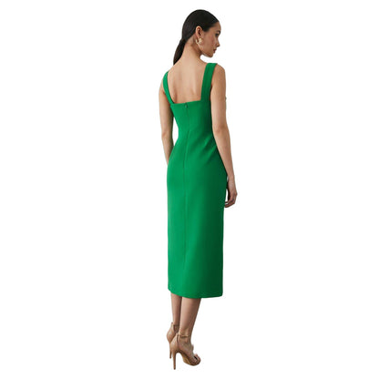 Green - Back - Principles Womens-Ladies Crepe Button Detail Pencil Dress